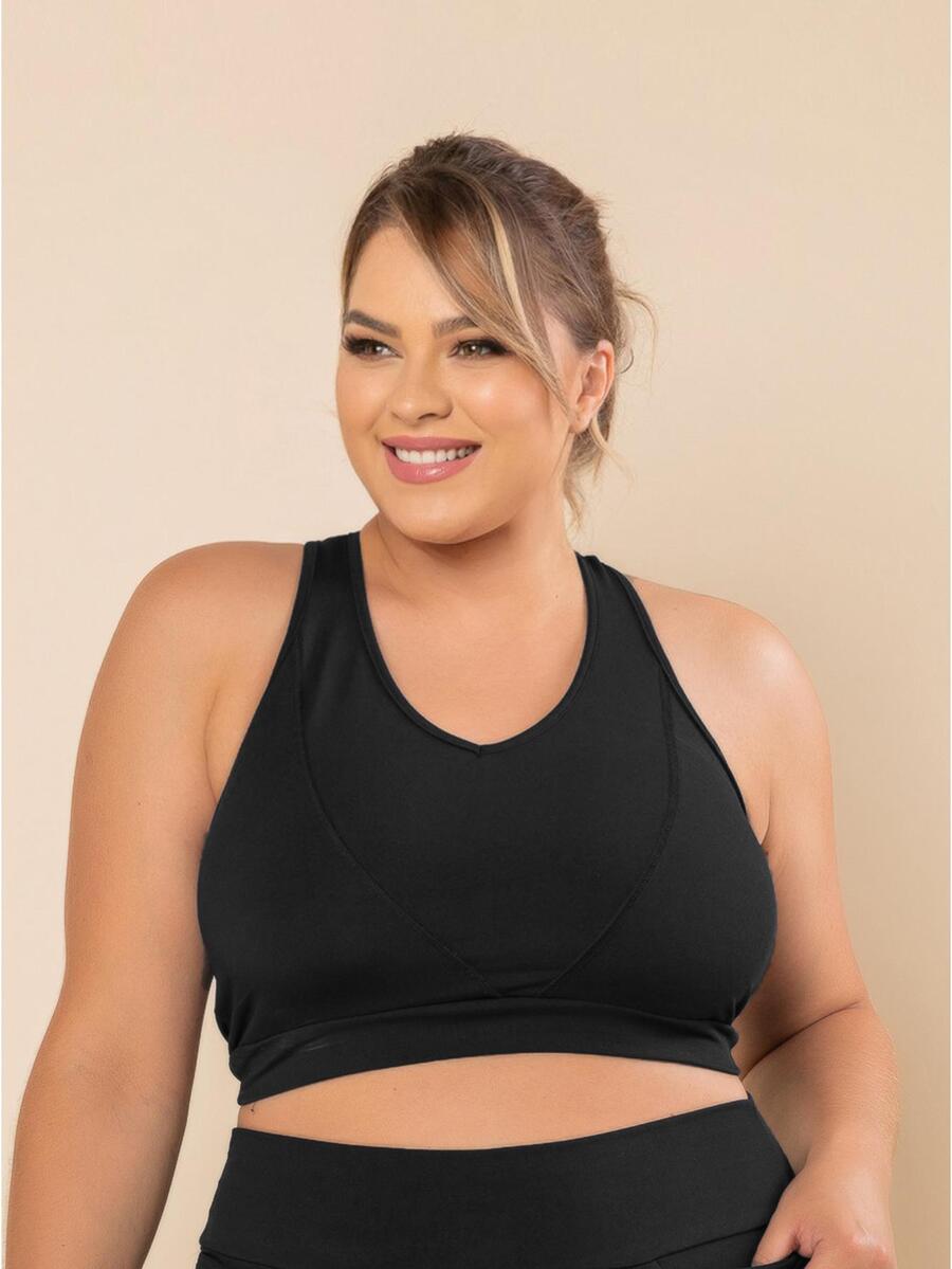 Plus Size Sports Bras - Negro - Ver 1