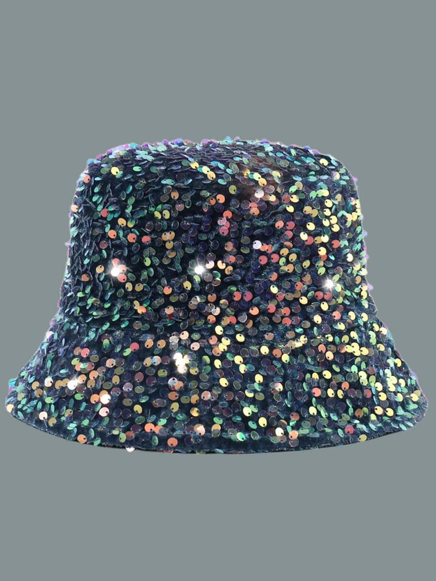 女性亮片裝飾魅力四射漁夫帽適用於日常生活 - 灰色 - 查看 1