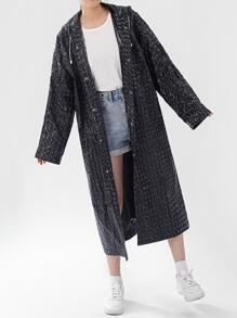 1pc EVA Raincoat, Black Portable Disposable Rain Jacket For Outdoor - Black - View 1