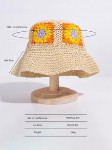 Áo chống nắng họa tiết hoa cho nữ Mũ rơm Boho cho bãi biển - Màu be - Xem 5