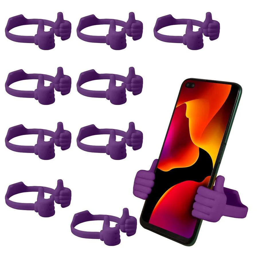 10 Piezas Soporte Para Teléfono Celular Universal En Forma De Manitas Ok - Morado - Ver 1