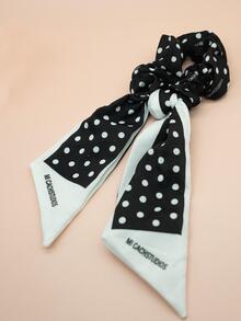 2pz Coleteros/Ligas Scrunchies Con Lazo Dos Tonos - Negro - Ver 3