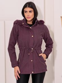 Women Trench Coats - Burgundy - View 1