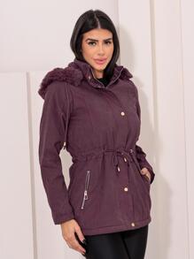 Women Trench Coats - Burgundy - View 4