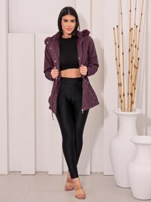 Women Trench Coats - Burgundy - View 5