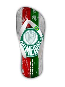 Kit Chinelo Masculino Futebol Palmeiras Campeão Brasileiro Libertadores Brasileirão Verdão Porco Com Relógio Slim - Verde - Visão 4