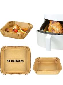 Giấy lót Air Fryer, Giấy lót Air Fryer chống dầu, Giấy lót Air Fryer dùng một lần, Tấm lót Airfryer tròn cho Nồi chiên không dầu, Nướng bánh, Lò vi sóng quay - Màu Mù tạt vàng - Xem 2