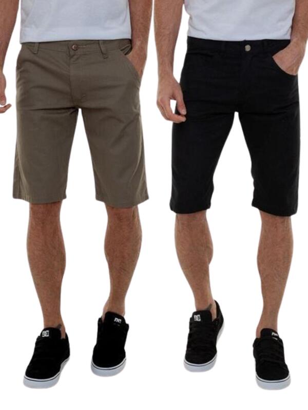 Kit 2 Bermudas Masculinas de Sarja Premium Versatti Paraguaçu