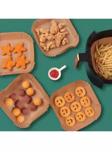 Giấy lót Air Fryer, Giấy lót Air Fryer chống dầu, Giấy lót Air Fryer dùng một lần, Tấm lót Airfryer tròn cho Nồi chiên không dầu, Nướng bánh, Lò vi sóng quay - Màu Mù tạt vàng - Xem 3