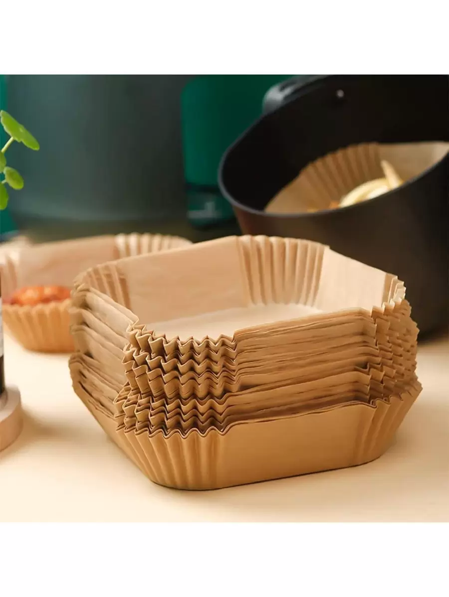 Giấy lót Air Fryer, Giấy lót Air Fryer chống dầu, Giấy lót Air Fryer dùng một lần, Tấm lót Airfryer tròn cho Nồi chiên không dầu, Nướng bánh, Lò vi sóng quay - Màu Mù tạt vàng - Xem 1