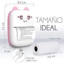 ABS Mini Portable Wireless Rechargeable Kitten Office Thermal Printer With A Roll - Pink - View 4