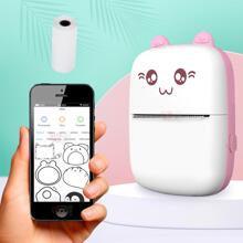 ABS Mini Portable Wireless Rechargeable Kitten Office Thermal Printer With A Roll - Pink - View 1