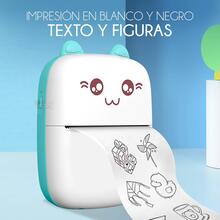 ABS Mini Impresora Termica Portatil Inalambrica Recargable De gatito Oficina Con un Rollo - Azul - Ver 7
