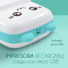 ABS Mini Impresora Termica Portatil Inalambrica Recargable De gatito Oficina Con un Rollo - Azul - Ver 8