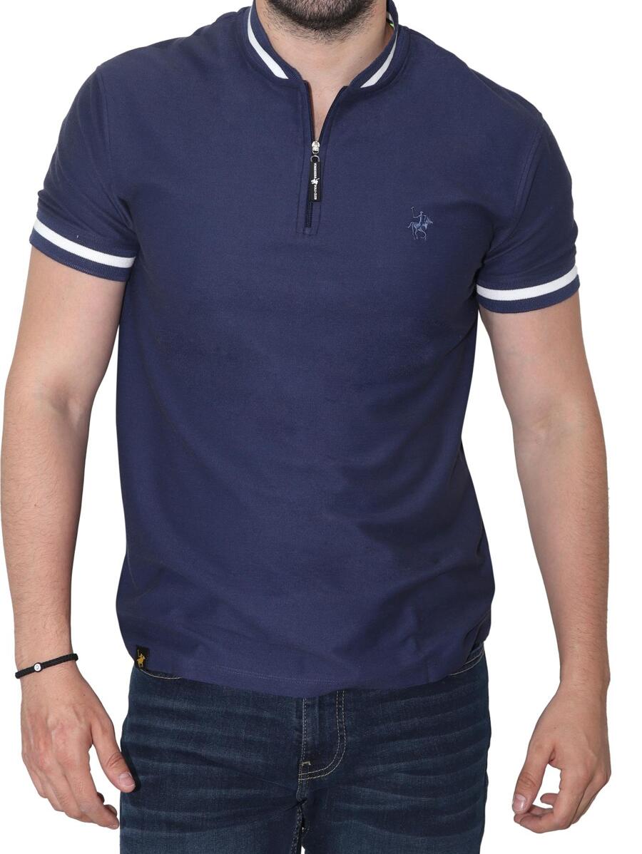 Mandarin Collar T-Shirt For Men - Blue - View 1