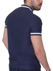 Mandarin Collar T-Shirt For Men - Blue - View 3