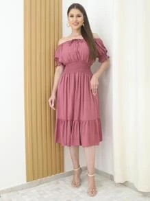 Women Dresses - 乾枯玫瑰色 - 查看 1