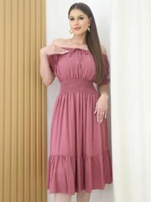 Women Dresses - 乾枯玫瑰色 - 查看 3