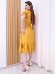 Women Dresses - Mustard Yellow - View 2