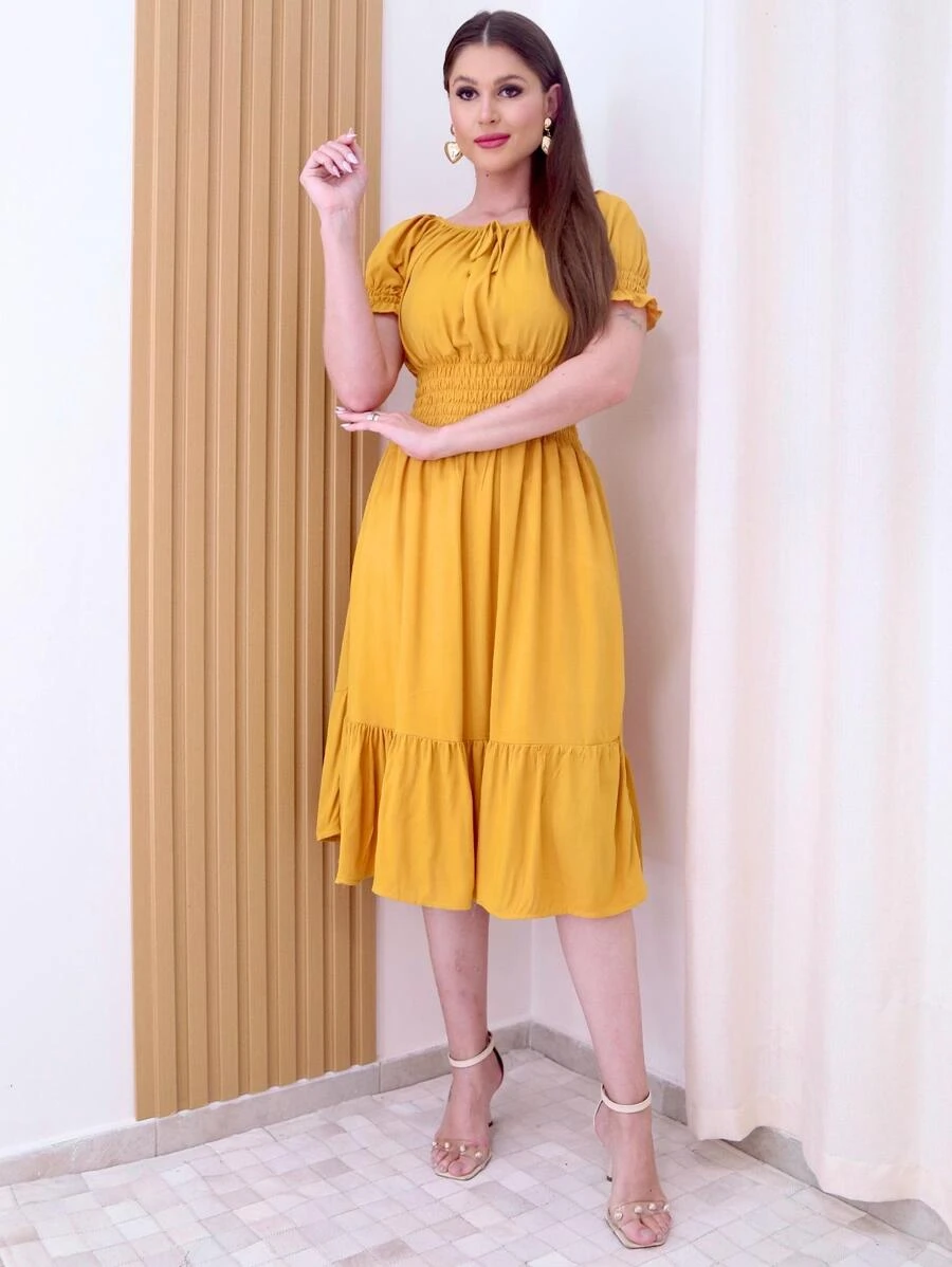 Women Dresses - Mustard Yellow - View 1
