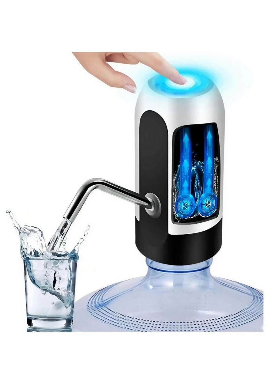 Dispensador De Agua Electronico Recargable con Luz - Blanco y Negro - Ver 1