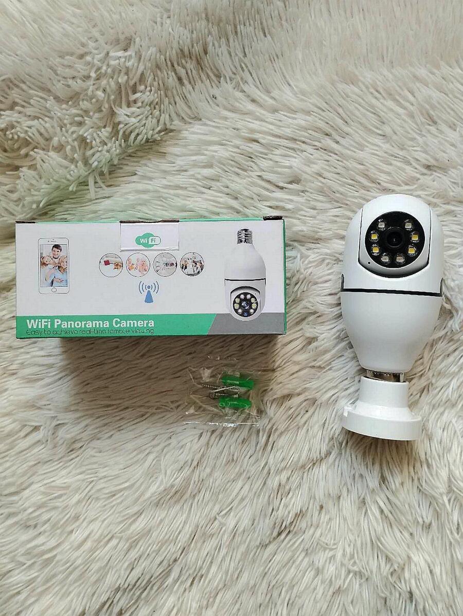Camera seguranca wifi ip sem fio 360 com encaixe lampada bocal rosca App yoosee ptz - Branco - Visão 1