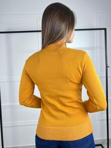 Women Sweaters - Mustard Yellow - View 2