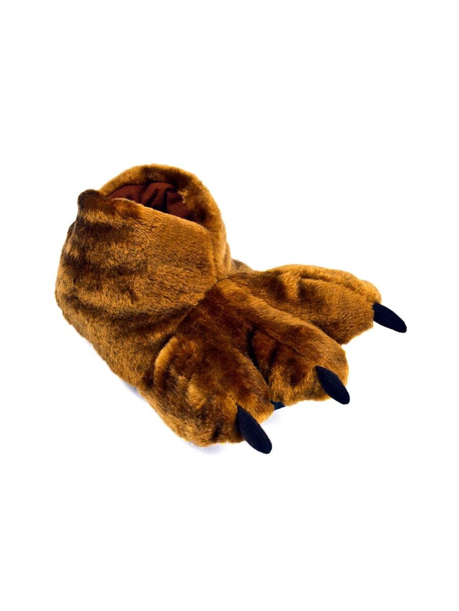 Luli Pantuflas Garras de Animal para Niños. Cómodas, y Divertidas. Tela Cálida y Suave, con Suela Antideslizante. Pantufletas Dalmata León Babuchas - Marrón - Ver 1
