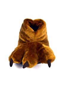 Luli Pantuflas Garras de Animal para Niños. Cómodas, y Divertidas. Tela Cálida y Suave, con Suela Antideslizante. Pantufletas Dalmata León Babuchas - Marrón - Ver 2