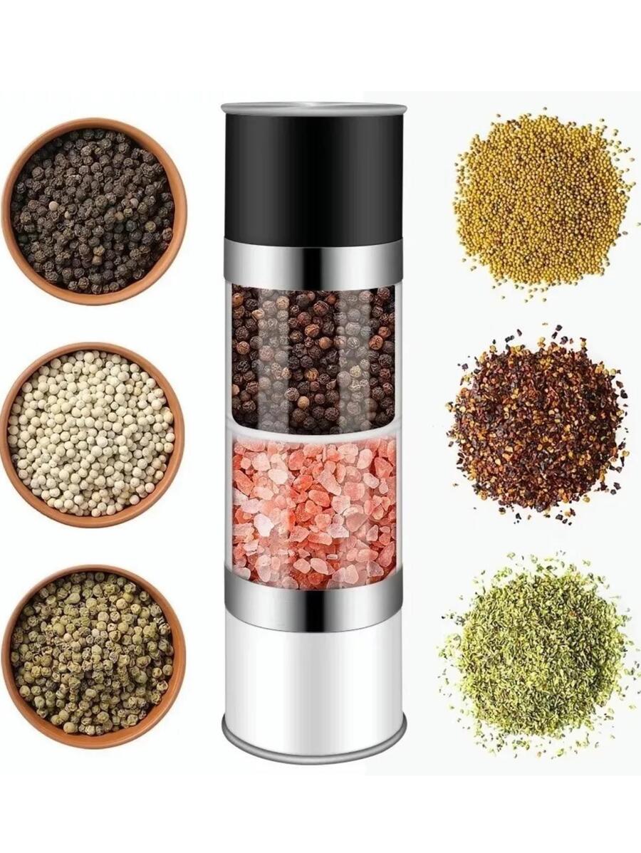 Especiero Triturador Molinillo Sal Pimienta 2 en 1 - Blanco y Negro - Ver 1