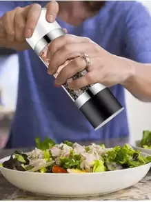 Especiero Triturador Molinillo Sal Pimienta 2 en 1 - Blanco y Negro - Ver 3