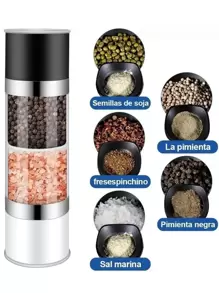 Especiero Triturador Molinillo Sal Pimienta 2 en 1 - Blanco y Negro - Ver 2