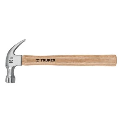 Martillo pulido 16 oz uña curva mango madera truper ma-16 16752