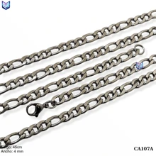 1pza Cadena tejido tipo 3:1 de 45cms - 4mm elaborada en acero inoxidable - Plateado - Ver 3