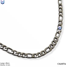 1pza Cadena tejido tipo 3:1 de 45cms - 4mm elaborada en acero inoxidable - Plateado - Ver 2