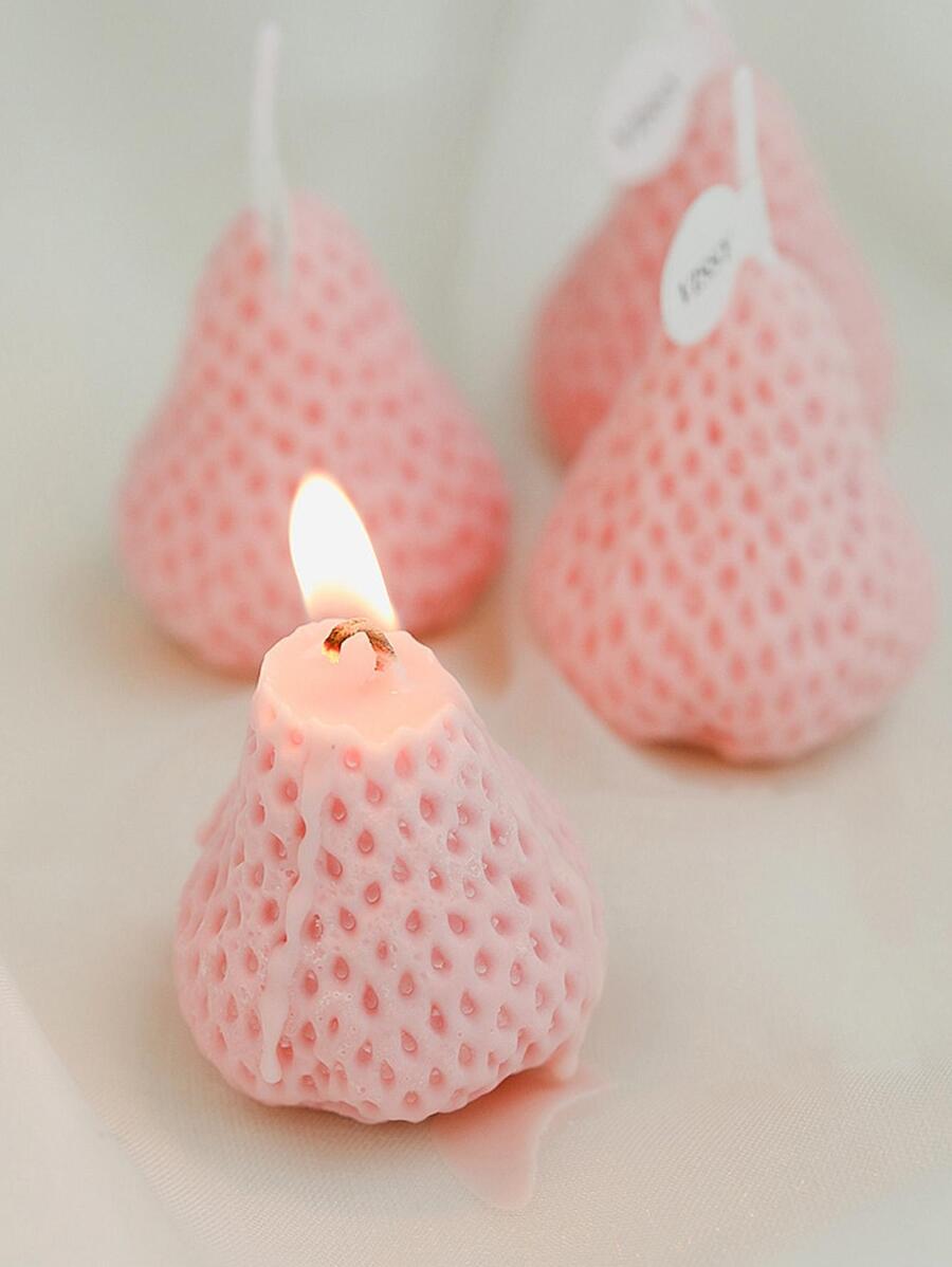 4 chiếc nến thiết kế dâu tây - Màu Hồng baby - Xem 1