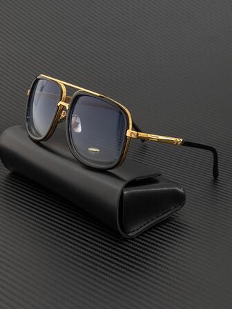 1pair Men Top Bar Geometric Frame Fashion Glasses For Daily Life Vintage Shades Accessories