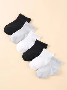 6pairs Infant Breathable Solid Color Socks For Daily Life - Multicolor - View 4