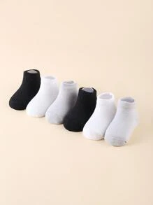 6pairs Infant Breathable Solid Color Socks For Daily Life - Multicolor - View 3