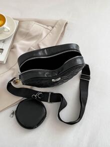 衍縫蝴蝶裝飾異形包帶零錢包 - 黑色 - 查看 9