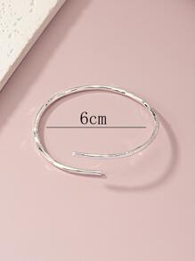 1 pieza Pulsera abierta de moda minimalista para mujeres para decoración diaria - Plateado - Ver 4