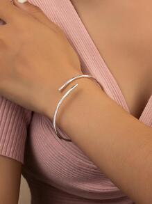 1 pieza Pulsera abierta de moda minimalista para mujeres para decoración diaria - Plateado - Ver 5