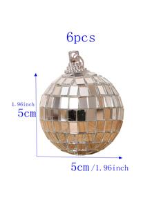6入組極簡玻璃裝飾球,節日裝飾球工藝 - 銀色 - 查看 3