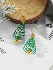 2pcs Natural & Minimalist Tree Design Earrings For Women - Green - View 2