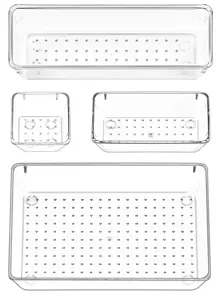Hộp lưu trữ ngăn kéo rõ ràng 4 chiếc - Trong sáng - Xem 1