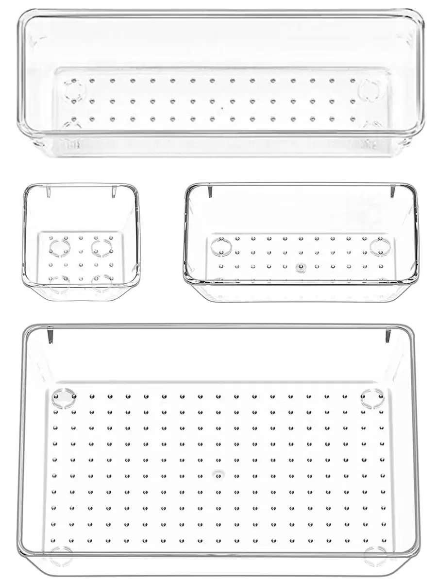Hộp lưu trữ ngăn kéo rõ ràng 4 chiếc - Trong sáng - Xem 1