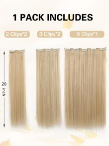 nimoki 5PCS Clip In Hair Extensions Long Straight Synthetic Clip On Hairpiece For Women