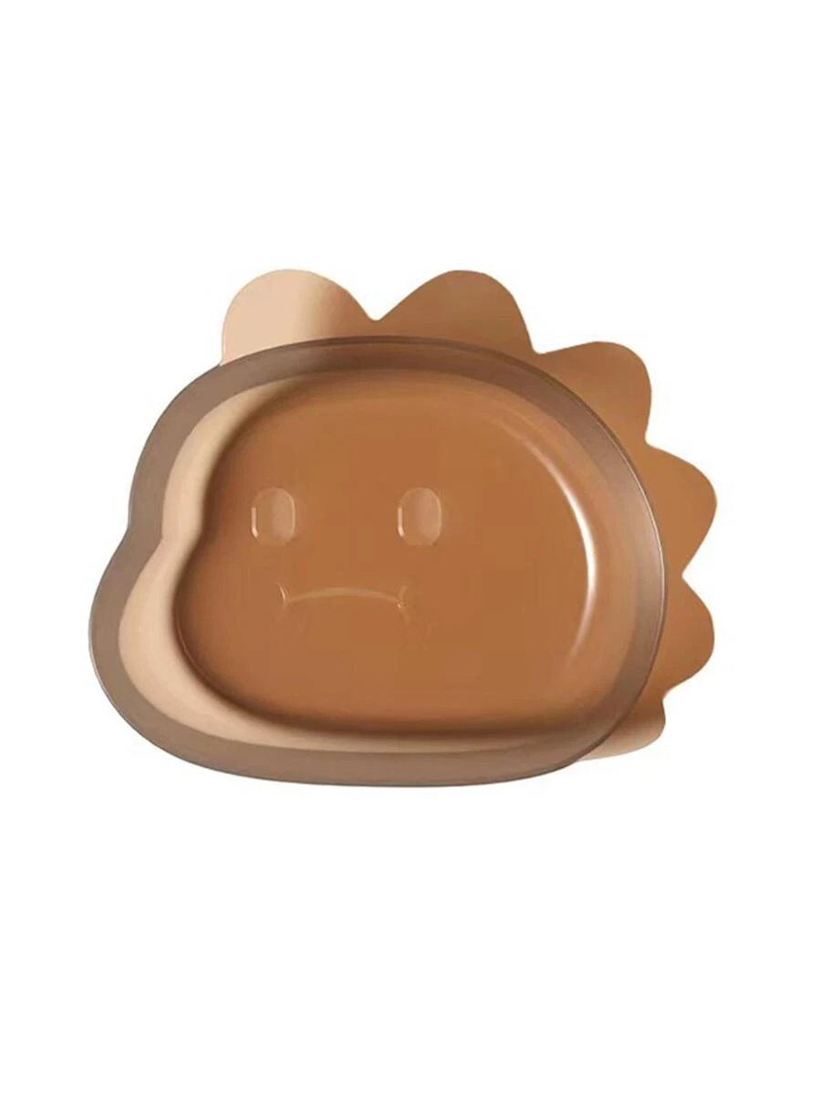 Solid Color Cartoon Dinosaur Design Kids' Dinner Plate - Brown - View 1