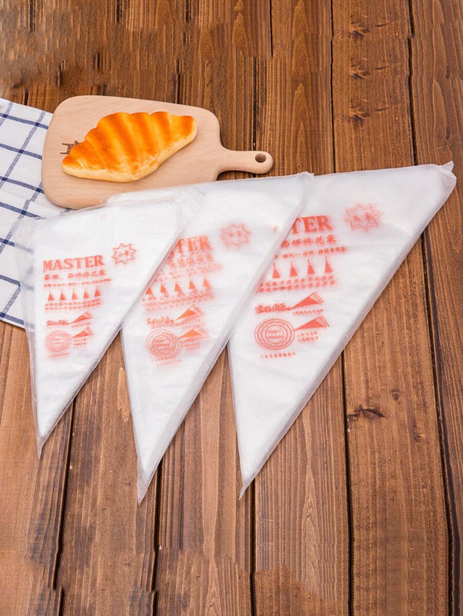 100 个/包一次性裱花袋，随机图案蛋糕装饰糕点奶油糖霜袋，烘焙工具 - 無色 - 查看 1