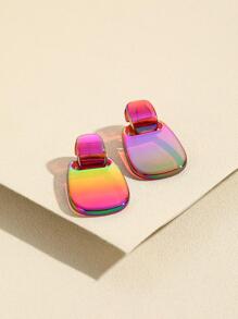 1pair Ombre Fashionable Women's Resin Earrings - Hot Pink - View 2